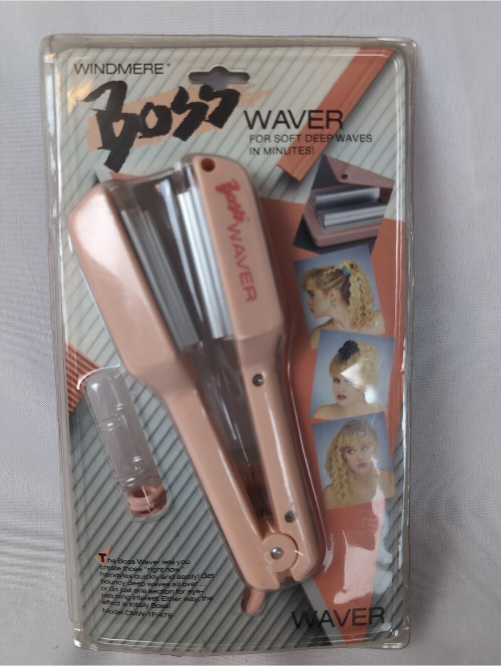 Vintage 1980s Windmere The Boss Waver Crimper Soft peach-pink In Original Box